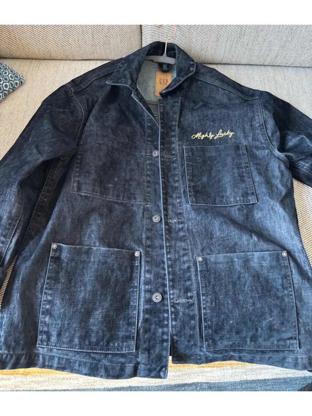 GAP Denim Dark Blue Velvet Custom Jacket